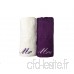 Paire de serviettes de bain brodées - Inscription « Mr » et « Mrs » - Violet et blanc - B074PJQ6H7